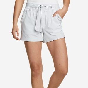 Eddie Bauer Departure High-Rise Mesh-Inset Shorts, Cement Gray, XS, NWT, UPF